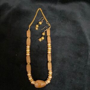 Chic Gold and Tan Beaded Jewelry Set